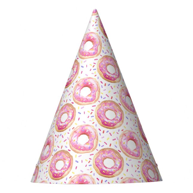 Pink Doughnut Sprinkle 1st Birthday Party Hat (Front)