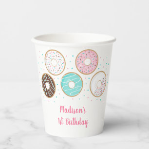 Pink Doughnut Sprinkles Birthday Paper Cups