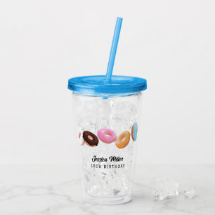 Pink Doughnut Sprinkles Fun Quote Cute Add Name Acrylic Tumbler