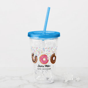 Pink Doughnut Sprinkles Fun Quote Cute Add Name Acrylic Tumbler