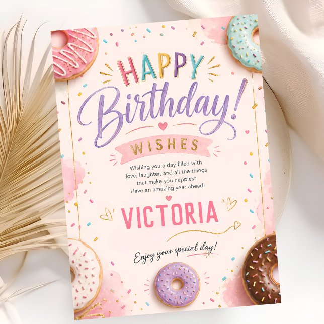 Pink Doughnut Two Sweet Birthday Card (Creator Uploaded)