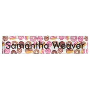 Pink Doughnut Typography and Watercolor Cute Nameplate