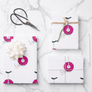 Pink Doughnut Wheel Unicycle with Colourful Sprink Wrapping Paper Sheet