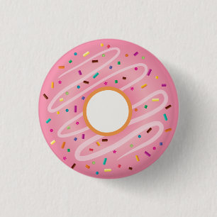 Pink Doughnut with Rainbow Sprinkles 3 Cm Round Badge