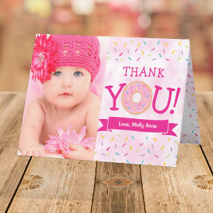 Pink Doughnut with Sprinkles Birthday Girl Thank Y Thank You Card
