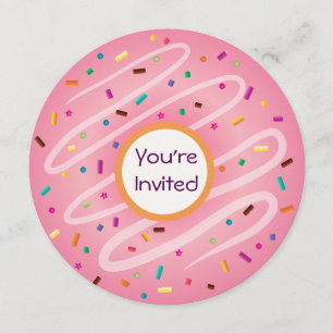 Pink Doughnut with Sprinkles Birthday Invitation