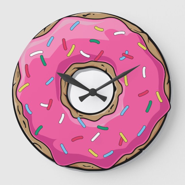 Pink Doughnut with Sprinkles Large Clock (Front)