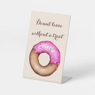 Pink Doughnut with Sprinkles Wedding Doughnut Bar Pedestal Sign