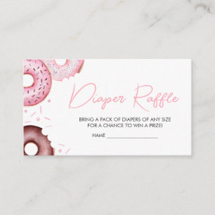 Pink Doughnuts and Diapers Baby Shower Diaper Raff Enclosure Card