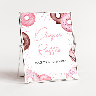 Pink Doughnuts and Diapers Baby Shower Diaper Raff Poster
