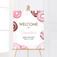 Pink Doughnuts and Diapers Baby Shower Welcome