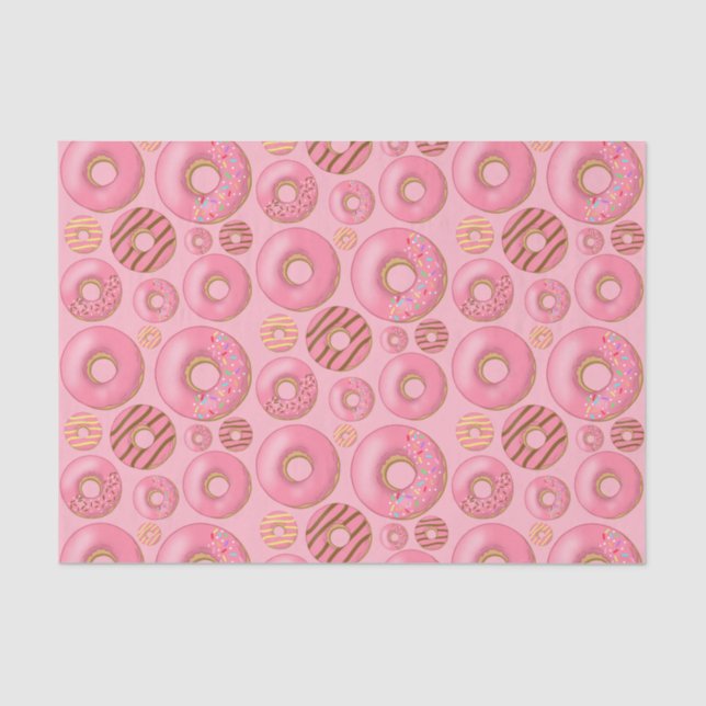 Pink Doughnuts Assorted Pattern Tissue Paper (Front)