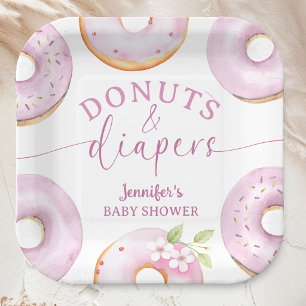 Pink Doughnuts Baby Shower Girl Brunch Paper Plate