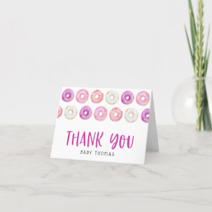 Pink Doughnuts Baby Shower Thank You Card
