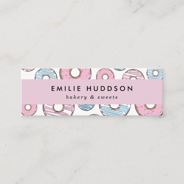 Pink Doughnuts, Blue Doughnuts, Cake Shop, Pastry  Mini Business Card (Front)