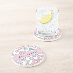 Pink Doughnuts, Blue Doughnuts, Sprinkles, Your Na Coaster