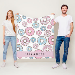 Pink Doughnuts, Blue Doughnuts, Sprinkles, Your Na Fleece Blanket