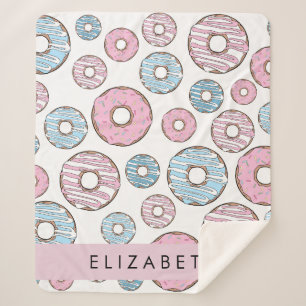 Pink Doughnuts, Blue Doughnuts, Sprinkles, Your Na Sherpa Blanket