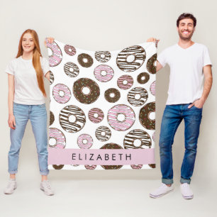 Pink Doughnuts, Brown Doughnuts, Sprinkles, Your N Fleece Blanket