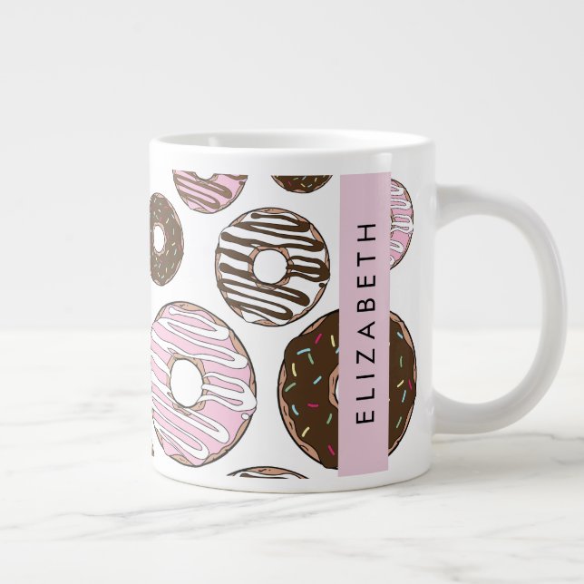 Pink Doughnuts, Brown Doughnuts, Sprinkles, Your N Large Coffee Mug (Right)