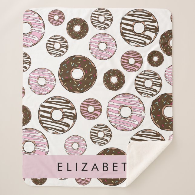 Pink Doughnuts, Brown Doughnuts, Sprinkles, Your N Sherpa Blanket (Front)
