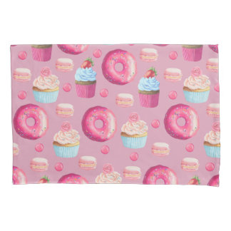 Pink Doughnuts, Cupcakes, and Candies Pillowcase