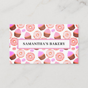 Pink Doughnuts Cupcakes Bakery Business Card
