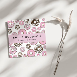Pink Doughnuts, White Doughnuts, Cake Shop, Pastry Square Business Card