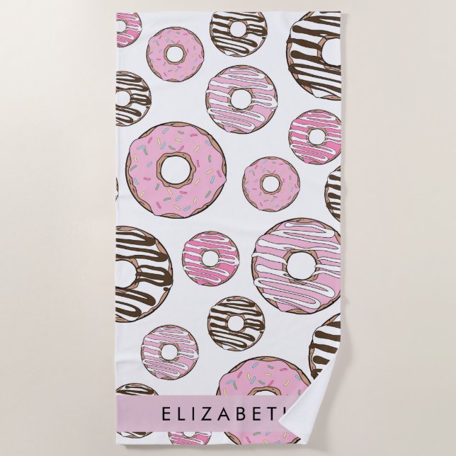 Pink Doughnuts, White Doughnuts, Sprinkles, Your N Beach Towel (Front)
