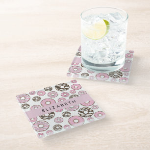 Pink Doughnuts, White Doughnuts, Sprinkles, Your N Glass Coaster