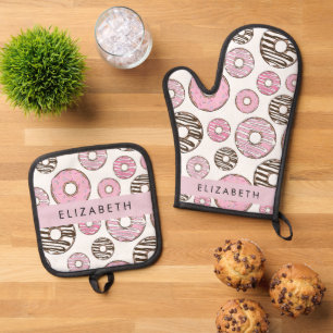 Pink Doughnuts, White Doughnuts, Sprinkles, Your N Oven Mitt & Pot Holder Set