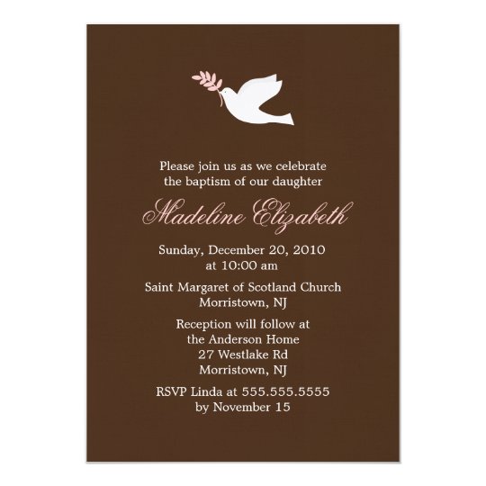 Pink Dove Christening Invitations