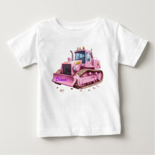 Pink Dozer Bulldozer Personalised Toddler T-Shirt