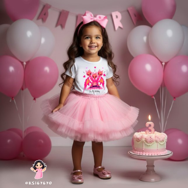 Pink Dragon 3d birthday Baby T-Shirt (Creator Uploaded)