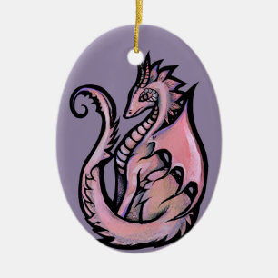 Pink Dragon Art cute dragons design geek girl art Ceramic Ornament