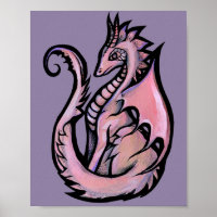 Pink Dragon Art cute dragons design geek girl art