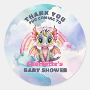 Pink Dragon Baby Shower Party Thank You Classic Round Sticker