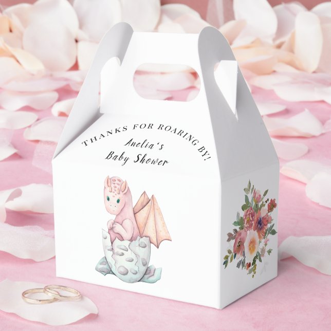 Pink Dragon Baby Shower "Thanks For Roaring By"  Favour Box (Wedding)