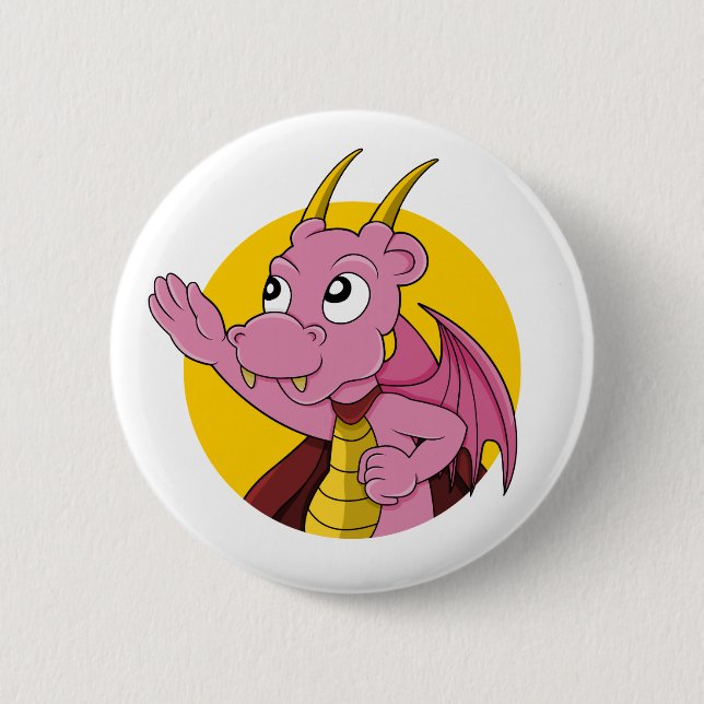 Pink dragon  cartoon 6 cm round badge (Front)