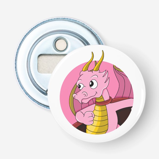 Pink dragon cartoon bottle opener (Front)