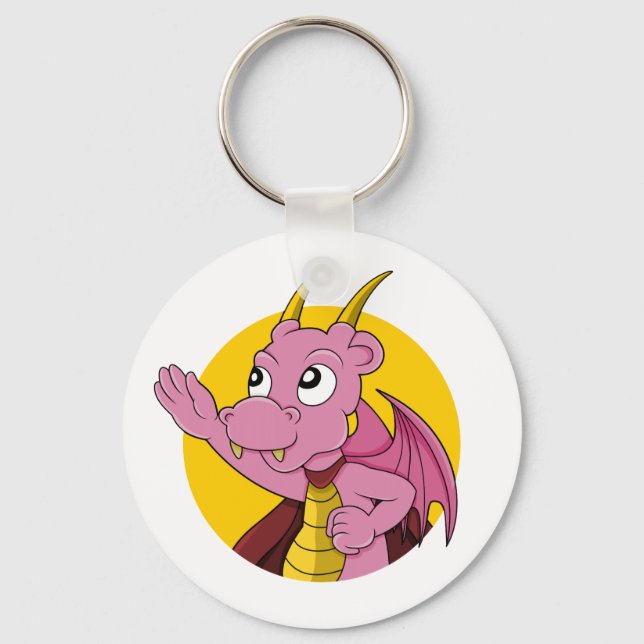 Pink dragon  cartoon key ring (Front)