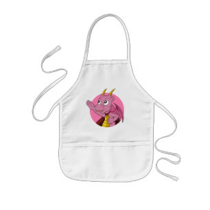 Pink dragon  cartoon  kids apron