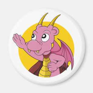 Pink dragon cartoon magnet