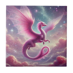 Pink Dragon Ceramic Tile
