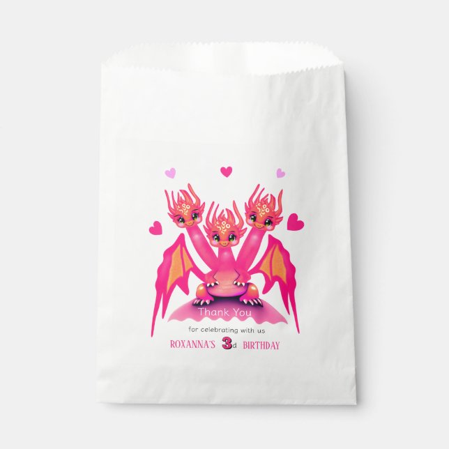 Pink dragon favour bag (Front)
