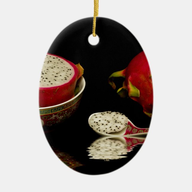 Pink Dragon Fruit Ceramic Tree Decoration (Front)
