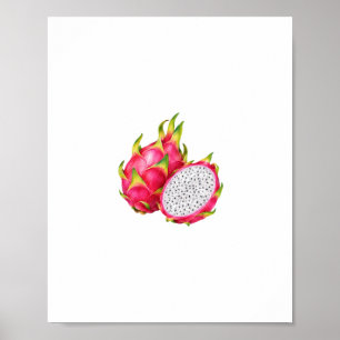 Pink Dragon Fruit Watercolor Poster