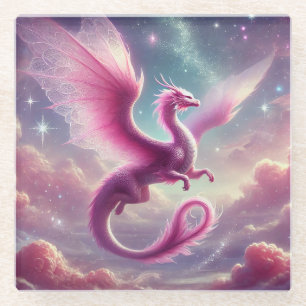 Pink Dragon Glass Coaster