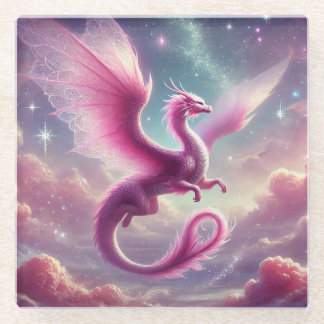 Pink Dragon Glass Coaster
