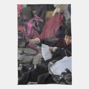 Pink Dragon In Venice Italy Tea Towel
